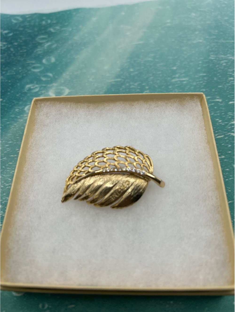 Vintage Celine Gold-Tone Leaf & Openwork Plume Brooch